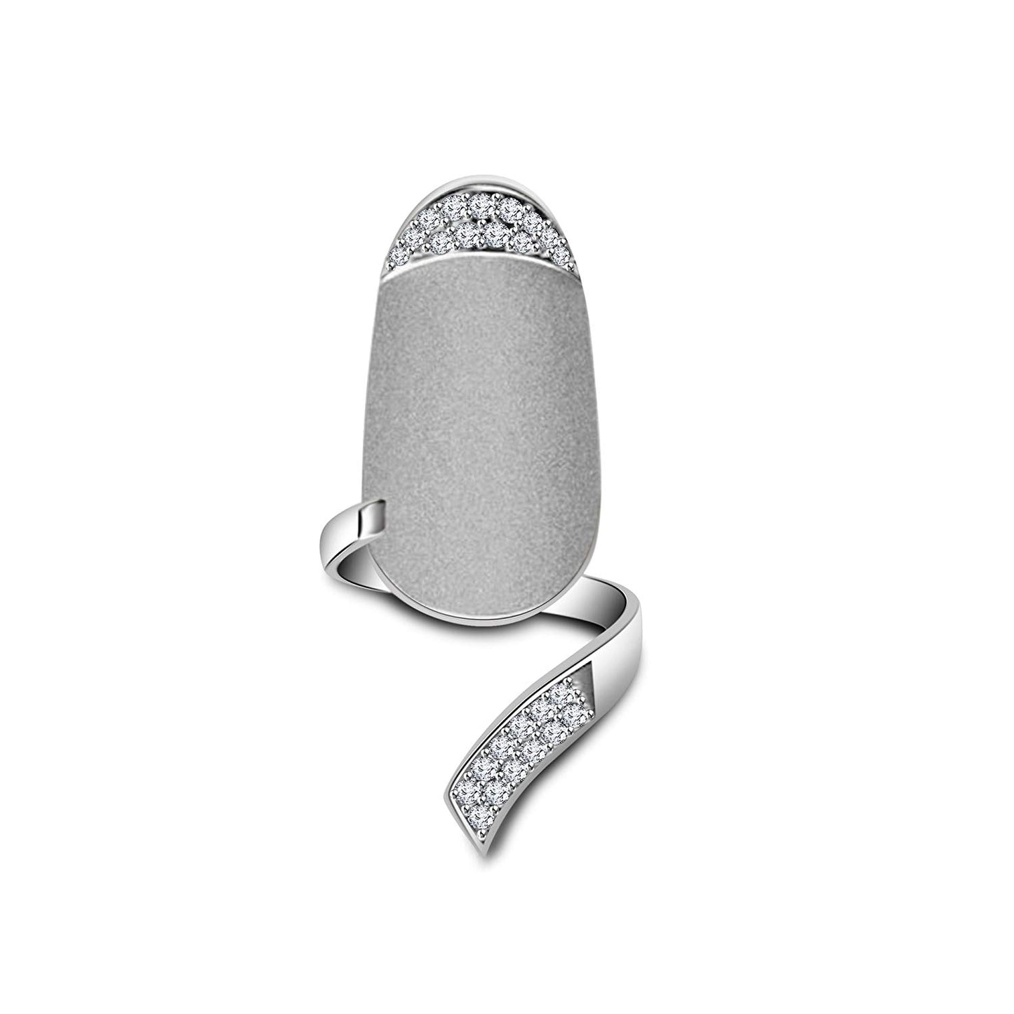atjewels 14k White Gold Over .925 Silver White Cubic Zirconia Adjustable Nail Ring For Women's MOTHER'S DAY SPECIAL OFFER - atjewels.in