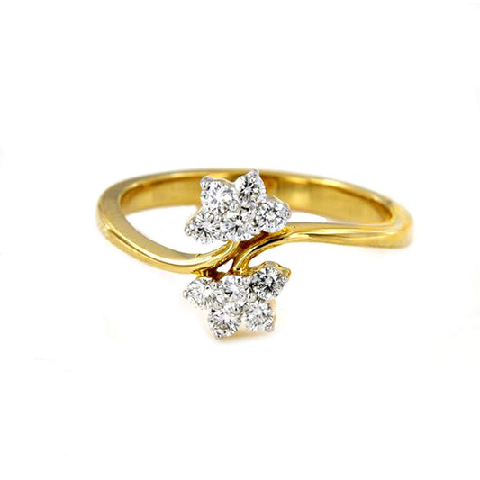 atjewels White CZ Flower Bypass Ring for 18K Yellow Gold Over .925 Sterling Silver MOTHER'S DAY SPECIAL OFFER - atjewels.in