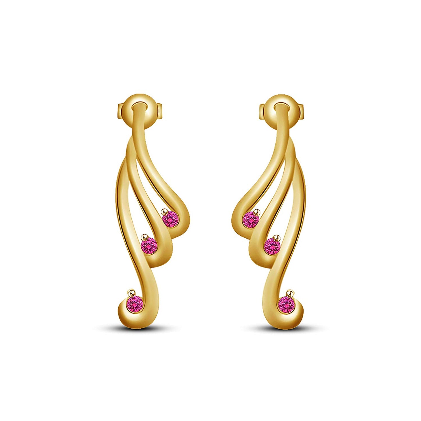 Fashionable Yellow Gold Plated 925 Silver Pink Sapphire Women's Stud Earrings MOTHER'S DAY SPECIAL OFFER - atjewels.in