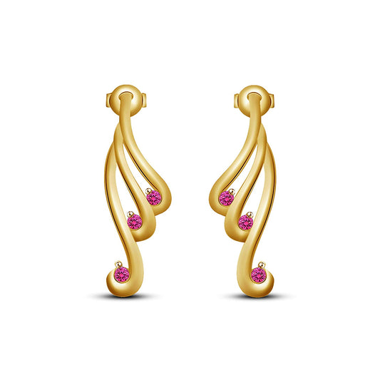 Fashionable Yellow Gold Plated 925 Silver Pink Sapphire Women's Stud Earrings MOTHER'S DAY SPECIAL OFFER - atjewels.in