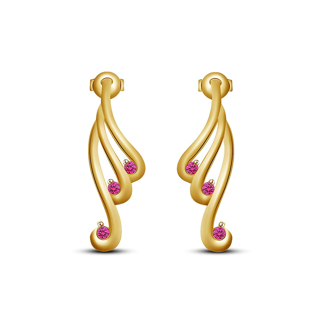 Fashionable Yellow Gold Plated 925 Silver Pink Sapphire Women's Stud Earrings MOTHER'S DAY SPECIAL OFFER - atjewels.in