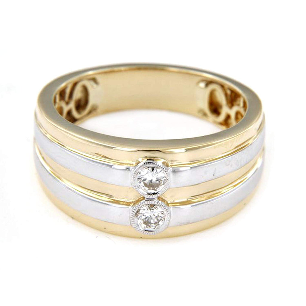 atjewels 18K White & Yellow Gold Over .925 Silver White CZ Men's Wedding Band Ring MOTHER'S DAY SPECIAL OFFER - atjewels.in