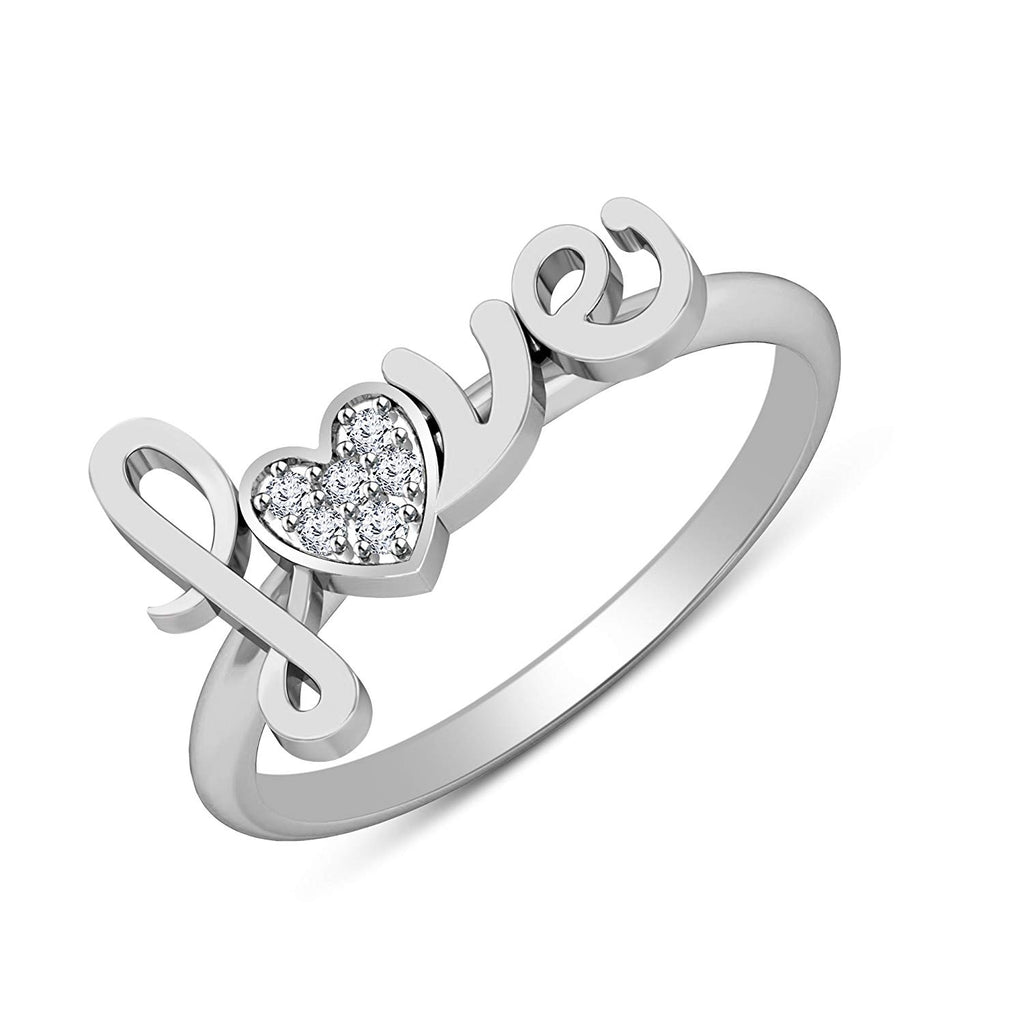 atjewels 14K White Gold Plated On 925 Silver Round White CZ Love Heart Ring MOTHER'S DAY SPECIAL OFFER - atjewels.in