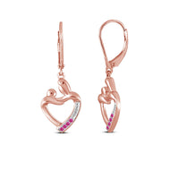 atjewels 14K Rose Gold Plated on 925 Silver Round Pink Sapphire Mom and Baby Earrings MOTHER'S DAY SPECIAL OFFER - atjewels.in