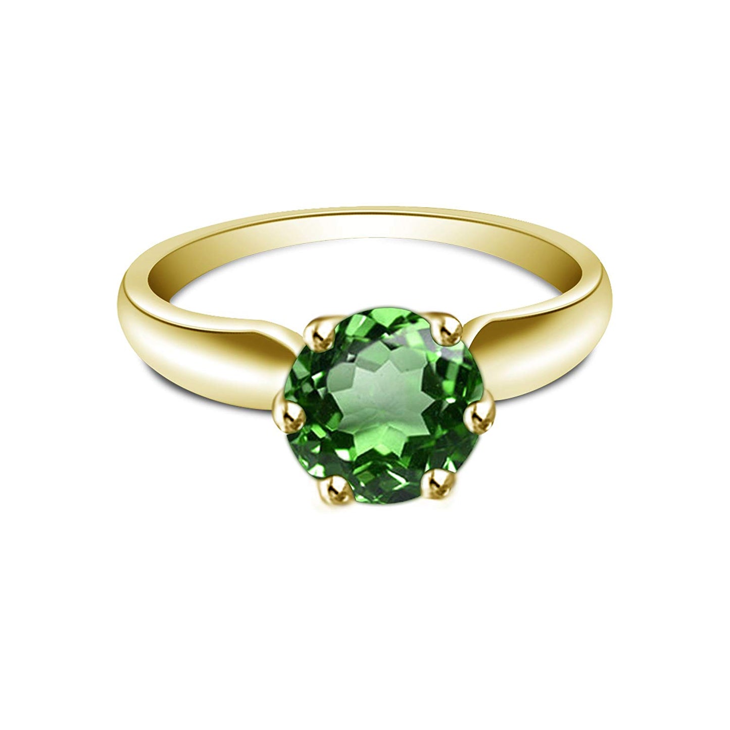 atjewels Round Cut Multi-Color Gemstone 14K Yellow Gold Over .925 Sterling Silver Solitaire Engagement Ring For Women's and Girl's For Diwali Special - atjewels.in