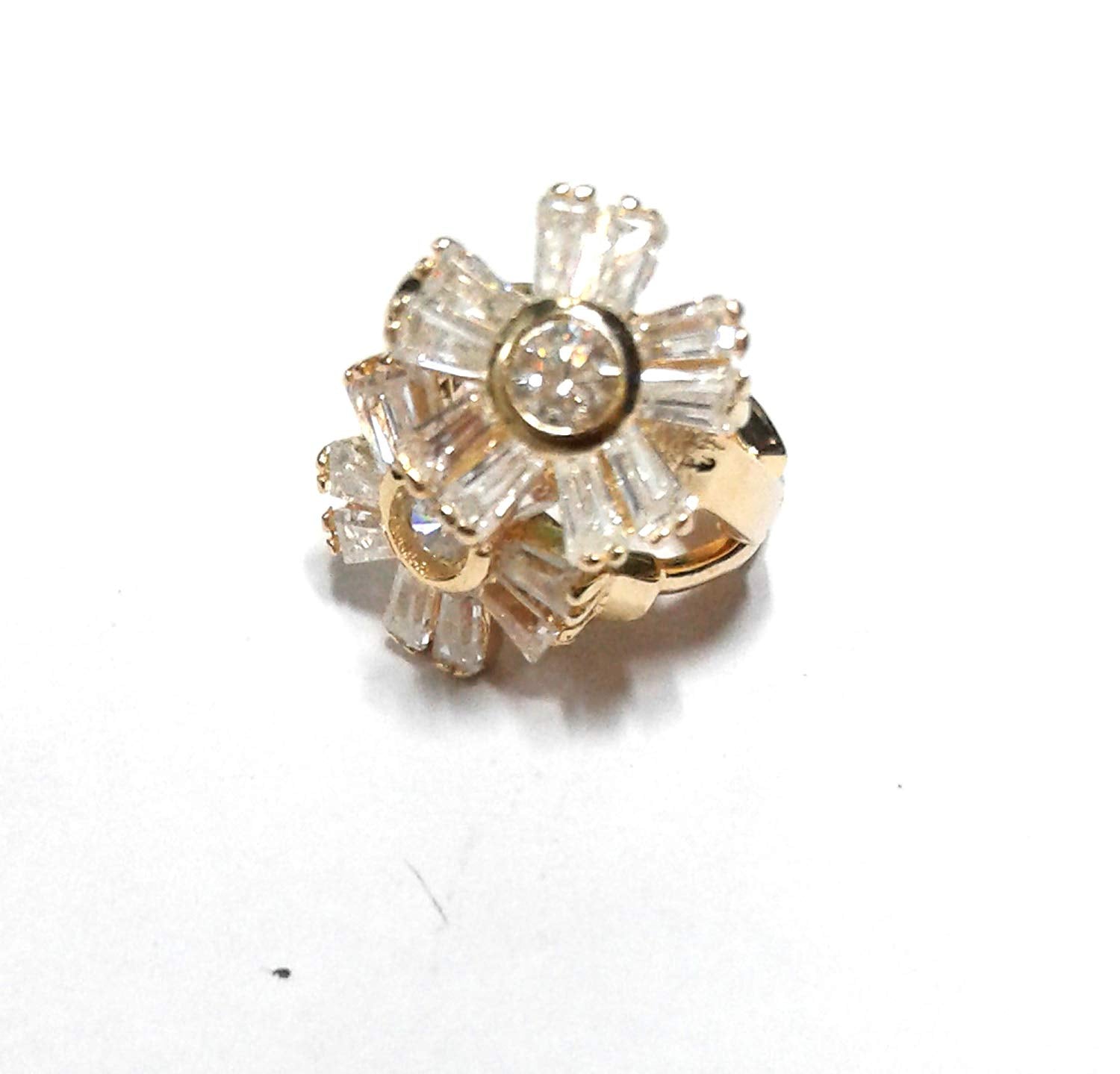 atjewels Baguette White CZ 14k Yellow Gold Over 925 Sterling Silver Hoop Earrings For Girl's and Women's For MOTHER'S DAY SPECIAL OFFER - atjewels.in