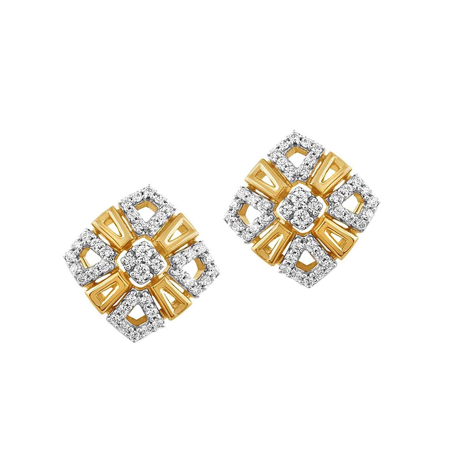 atjewels 14K Two tone Gold Over 925 Sterling Round White CZ Engagement Stud Earrings MOTHER'S DAY SPECIAL OFFER - atjewels.in