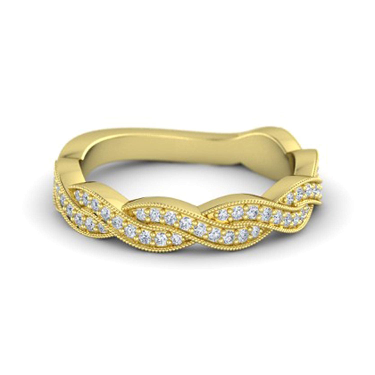 atjewels 18K Yellow Gold Over 925 Sterling Silver Round White Cubic Zirconia Bypass Engagement Ring MOTHER'S DAY SPECIAL OFFER - atjewels.in