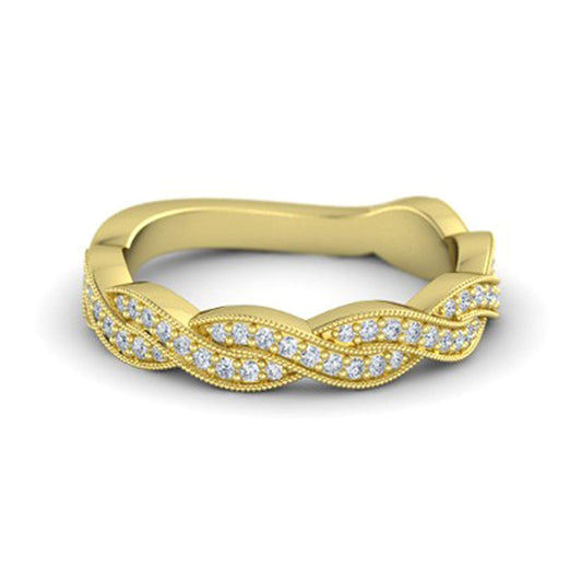 atjewels 18K Yellow Gold Over 925 Sterling Silver Round White Cubic Zirconia Bypass Engagement Ring MOTHER'S DAY SPECIAL OFFER - atjewels.in