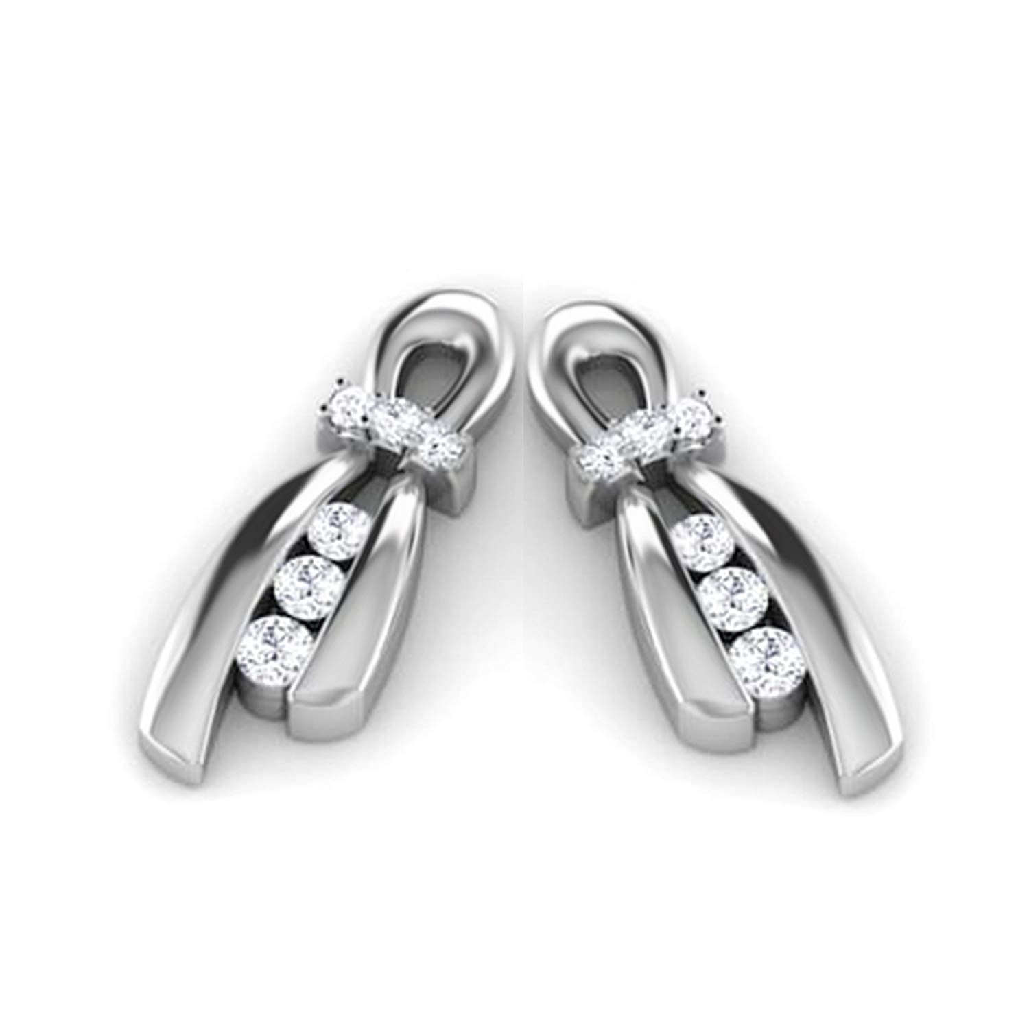 atjewels Round White CZ 925 Sterling Silver Ribbon Knot Stud Earrings For Women's MOTHER'S DAY SPECIAL OFFER - atjewels.in