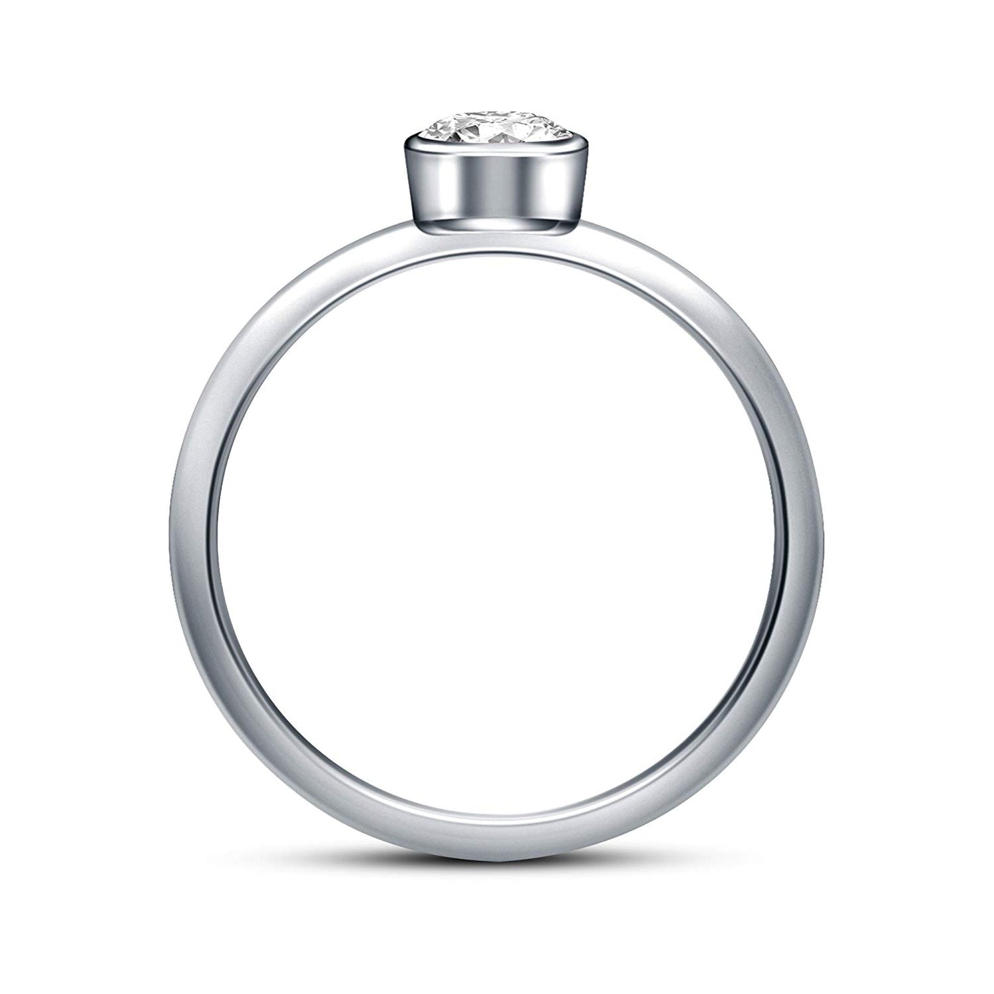 atjewels 14K White Gold Over 925 Silver Round White Zirconia Solitaire Ring For Women MOTHER'S DAY SPECIAL OFFER - atjewels.in