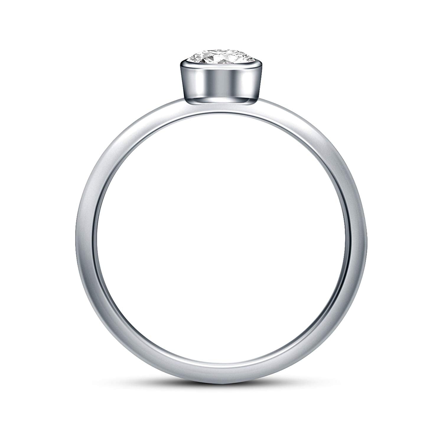 atjewels 14K White Gold Over 925 Silver Round White Zirconia Solitaire Ring For Women MOTHER'S DAY SPECIAL OFFER - atjewels.in