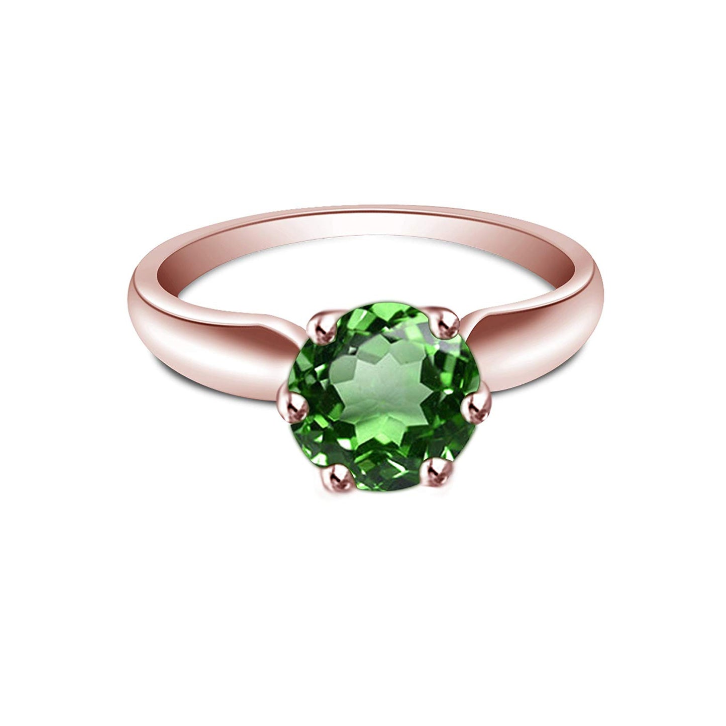 atjewels Round Cut Multi-Color Gemstone 14K Rose Gold Over .925 Sterling Silver Solitaire Engagement Ring For Women's and Girl's For Diwali Special - atjewels.in
