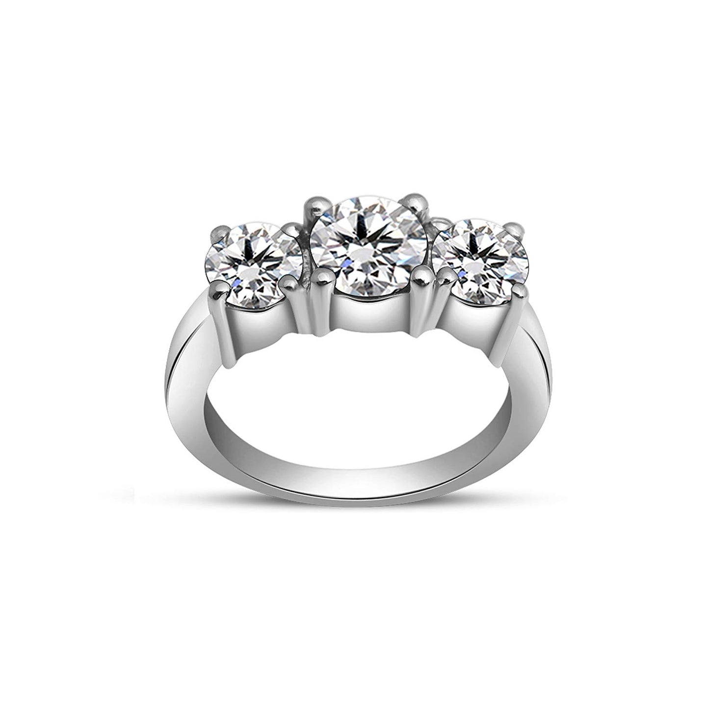 atjewels Round White Cubic Zirconia In 925 Sterling Silver Three Stone Ring MOTHER'S DAY SPECIAL OFFER - atjewels.in