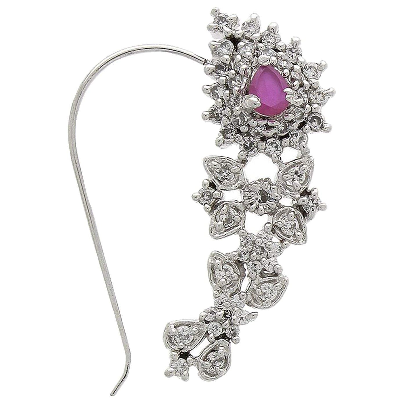 atjewels Classic Maharashtrian Nath .925 Sterling Silver With Pink Sapphire & Cubic Zrconia MOTHER'S DAY SPECIAL OFFER - atjewels.in