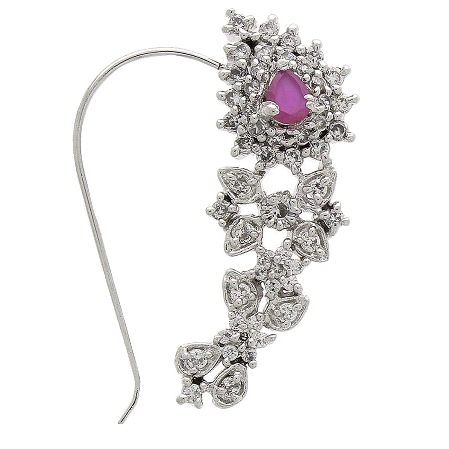 atjewels Classic Maharashtrian Nath .925 Sterling Silver With Pink Sapphire & Cubic Zrconia MOTHER'S DAY SPECIAL OFFER - atjewels.in