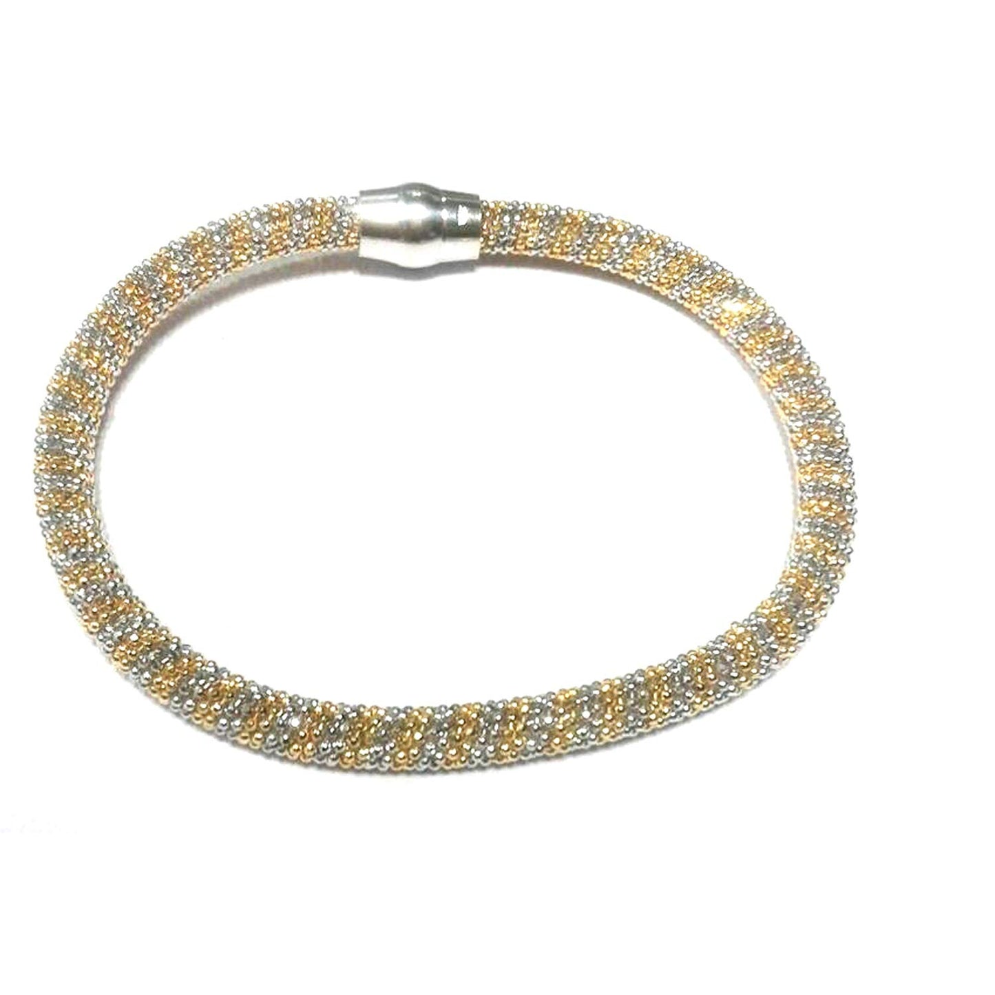 atjewels Two-tone .925 Sterling Silver Diamond Cut Soft Mesh Bracelet For Girl's and Women's For MOTHER'S DAY SPECIAL OFFER - atjewels.in