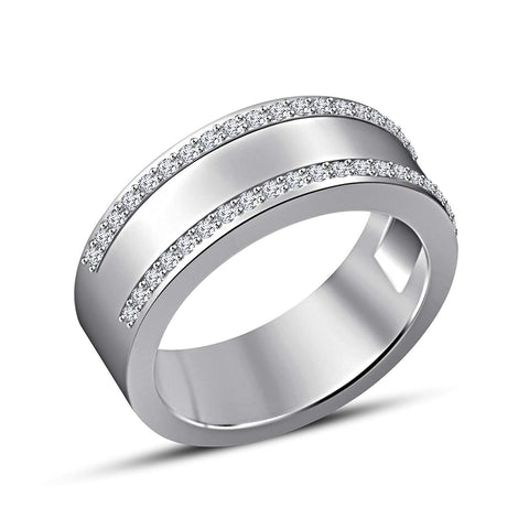 atjewels 0.40 TCW 18K White Gold On .925 Silver White Zirconia Wedding Band Ring For Men MOTHER'S DAY SPECIAL OFFER - atjewels.in