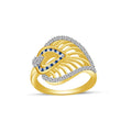 atjewels Round Cut & Baguette Blue Sapphire & White CZ 14k Yellow Gold Over Sterling Silver Engagement Ring For Girl's & Women's For Navratri Special - atjewels.in