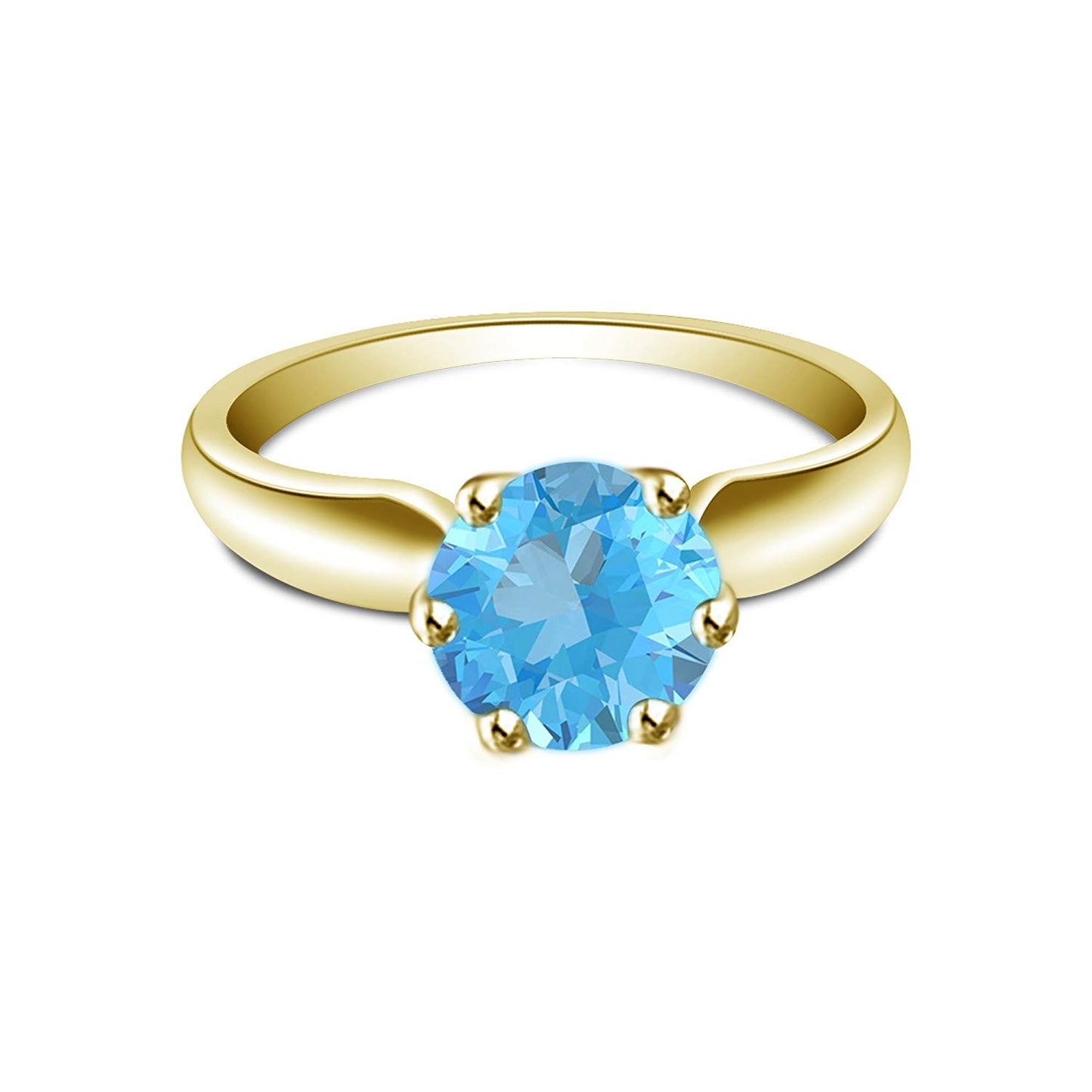 atjewels Round Cut Multi-Color Gemstone 14K Yellow Gold Over .925 Sterling Silver Solitaire Engagement Ring For Women's and Girl's For Diwali Special - atjewels.in