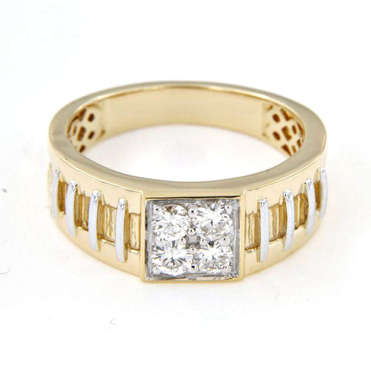 atjewels 18K Yellow Gold Over .925 Sterling Silver White CZ Men's Anniversary Band Ring MOTHER'S DAY SPECIAL OFFER - atjewels.in