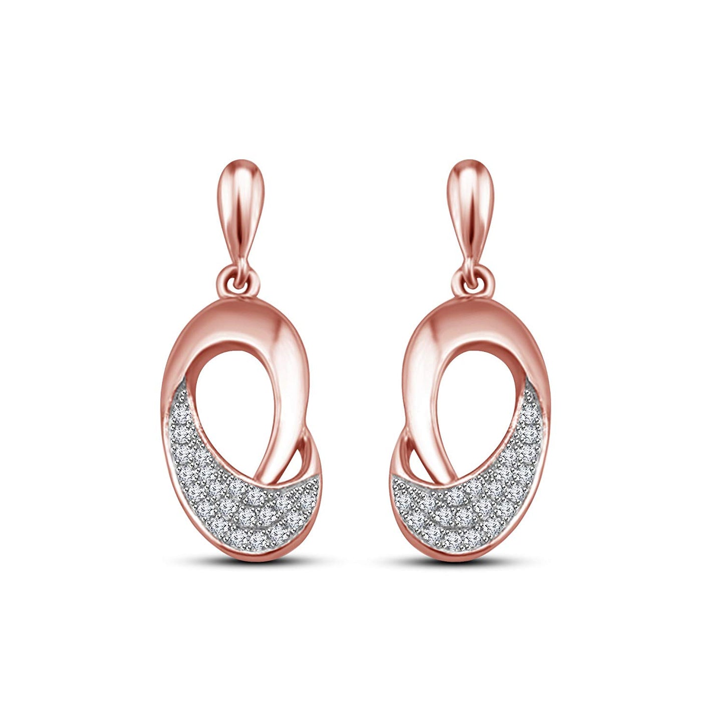 atjewels 18k White Gold Plated on 925 Sterling Silver Round White CZ Dangle Earrings MOTHER'S DAY SPECIAL OFFER - atjewels.in
