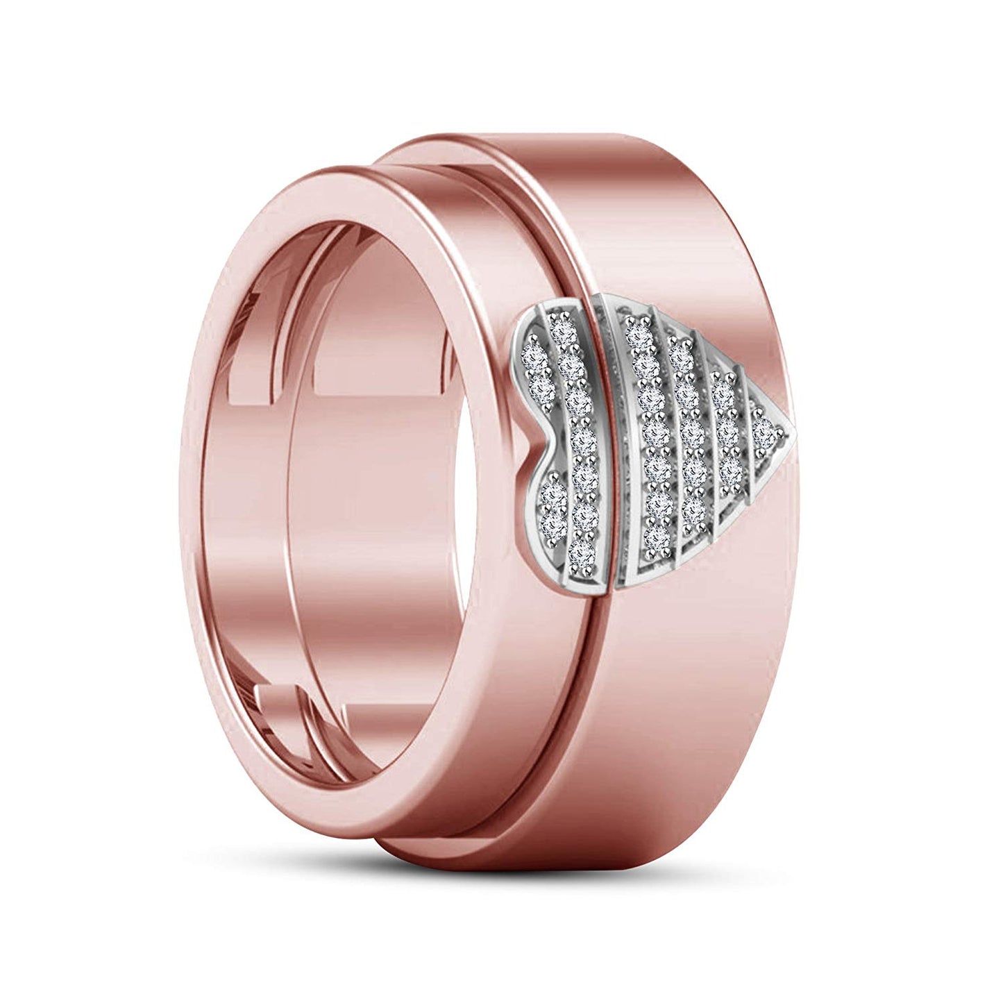atjewels 18K Rose Gold Plated .925 Silver White Diamond Couple Heart Bridal Ring set for Women's MOTHER'S DAY SPECIAL OFFER - atjewels.in