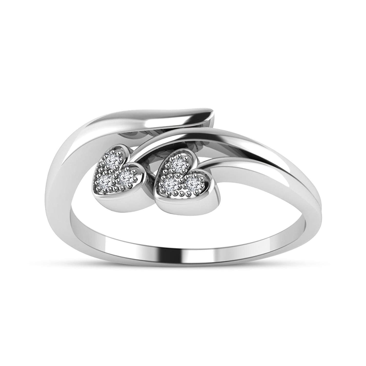 atjewels 18K White Gold On .925 Sterling Silver White Zirconia Bypass Ring for Women's MOTHER'S DAY SPECIAL OFFER - atjewels.in