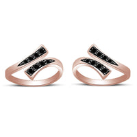 atjewels Bypass ToeRing in Round Black CZ 14K Rose Gold Over .925 Sterling Silver - atjewels.in