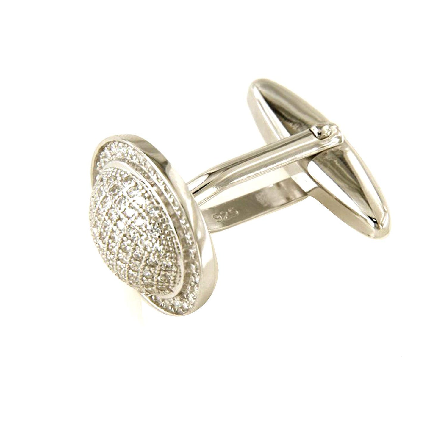 atjewels .925 Sterling silver Round Cut White Cubic Zircon Pair Of Cufflink For Men MOTHER'S DAY SPECIAL OFFER - atjewels.in