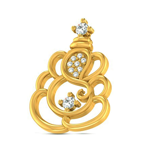 atjewels Special Ganesh Solid .925 Sterling Silver Round White Cubic Zirconia Ganpati Pendant For Men and Women MOTHER'S DAY SPECIAL OFFER - atjewels.in