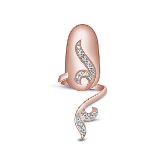 ATJewels 14k Rose Gold Over 925 Sterling Silver Round Fashionable White Cubic Zircon Nail Ring For Women's - atjewels.in