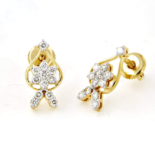 atjewels 14K Yellow Gold Over on .925 Sterling Silver White Cubic Zirconia Stud Earring For Women's MOTHER'S DAY SPECIAL OFFER - atjewels.in