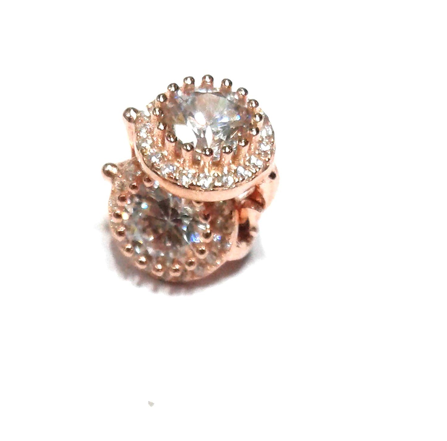 atjewels Round Cut White CZ 14k Rose Gold Over 925 Sterling Silver Hoop Earrings For Girl's and Women's For MOTHER'S DAY SPECIAL OFFER - atjewels.in