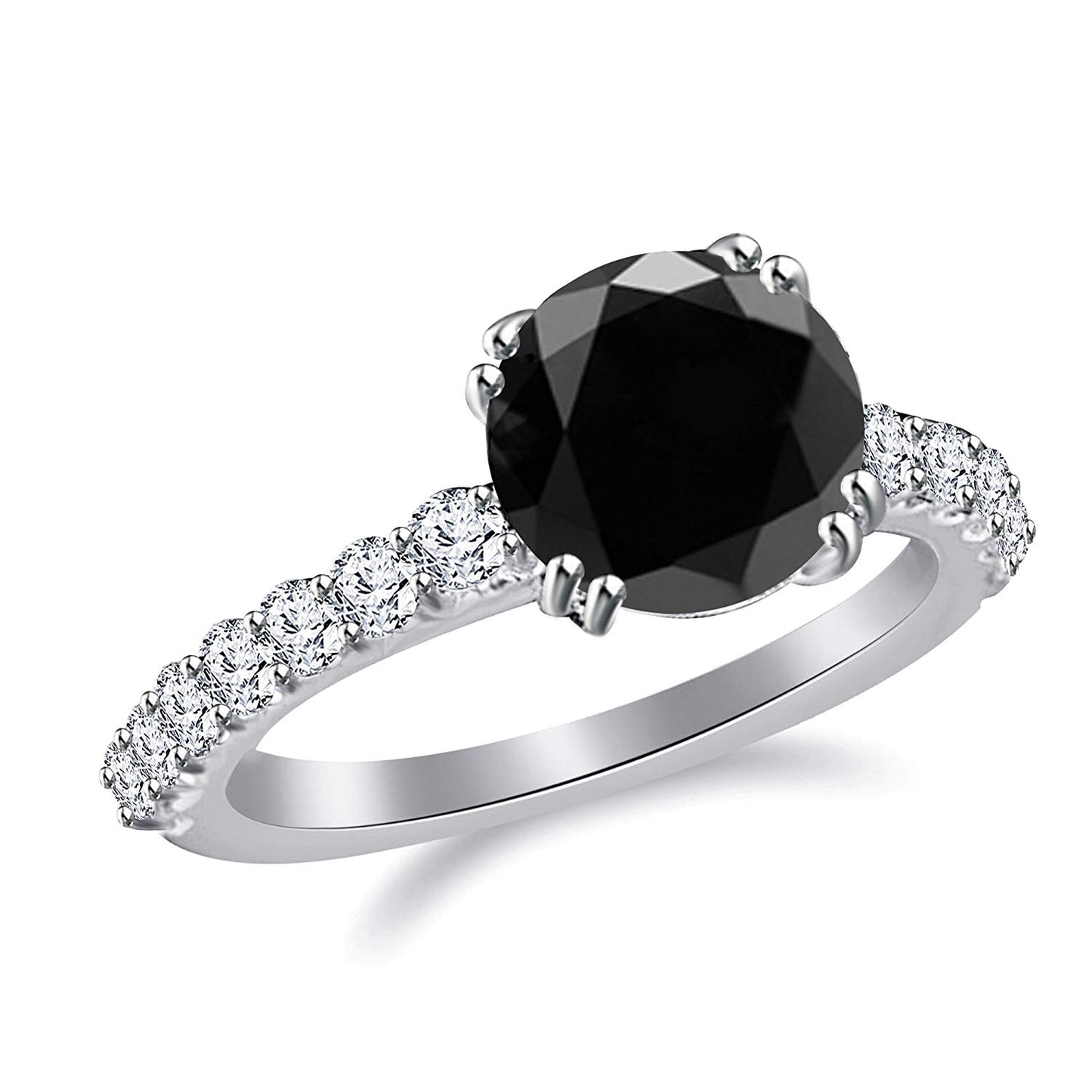 atjewels 14K White Gold Plated 925 Sterling Silver Solitaire with Accents Engagement Ring with Gemstone Veriation MOTHER'S DAY SPECIAL OFFER - atjewels.in