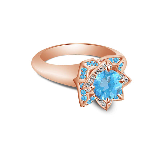 atjewels 18K Rose Gold Over .925 Sterling Silver Floral Lotus Ring For Women's Free Sizing - atjewels.in