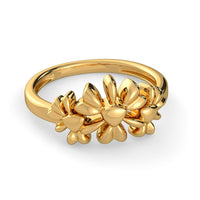 atjewels 14k Yellow Gold Over .925 Sterling Silver Three Flower Ring For Girl's and Women's For Navratri Special - atjewels.in