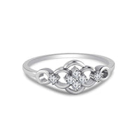 atjewels 14K White Gold on 925 Silver Round White Cubic Zirconia Floral Ring MOTHER'S DAY SPECIAL OFFER - atjewels.in
