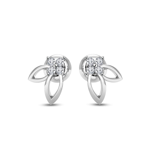 atjewels 18K Solid White Gold Plated On 925 Sterling Round Cut White CZ Wedding Stud Earrings MOTHER'S DAY SPECIAL OFFER - atjewels.in