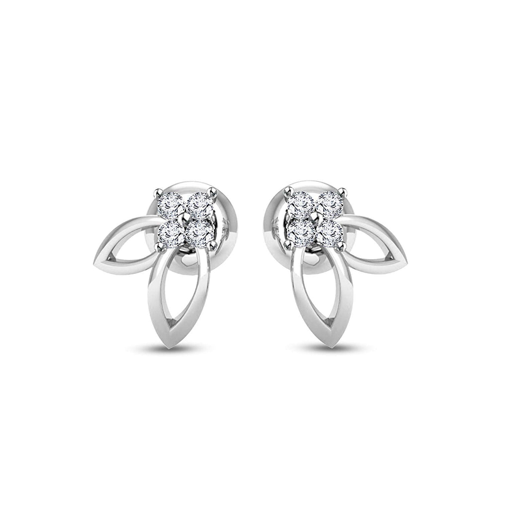 atjewels 18K Solid White Gold Plated On 925 Sterling Round Cut White CZ Wedding Stud Earrings MOTHER'S DAY SPECIAL OFFER - atjewels.in