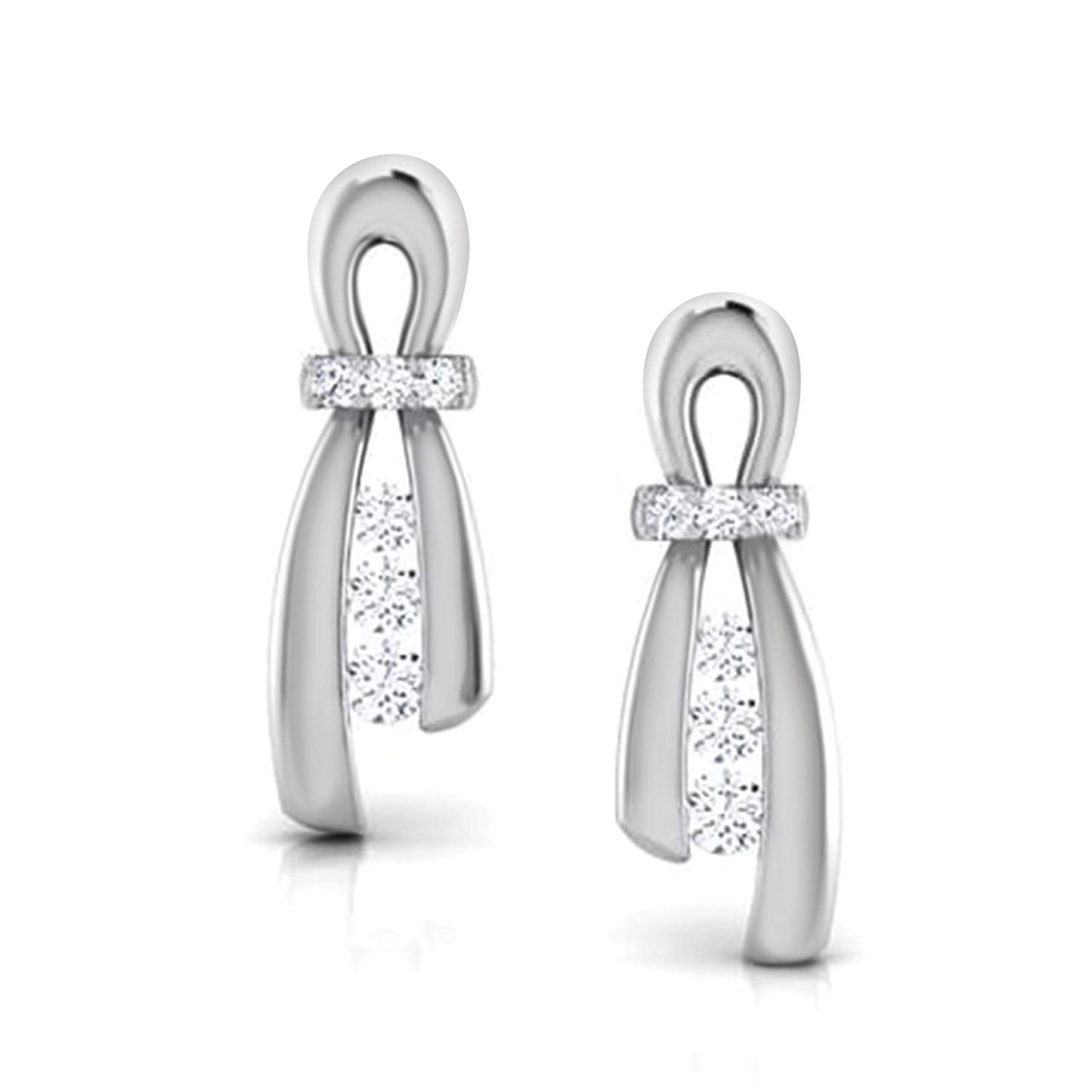 atjewels Round White CZ 925 Sterling Silver Ribbon Knot Stud Earrings For Women's MOTHER'S DAY SPECIAL OFFER - atjewels.in