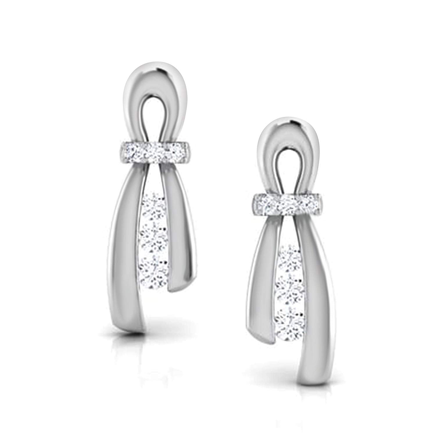 atjewels Round White CZ 925 Sterling Silver Ribbon Knot Stud Earrings For Women's MOTHER'S DAY SPECIAL OFFER - atjewels.in