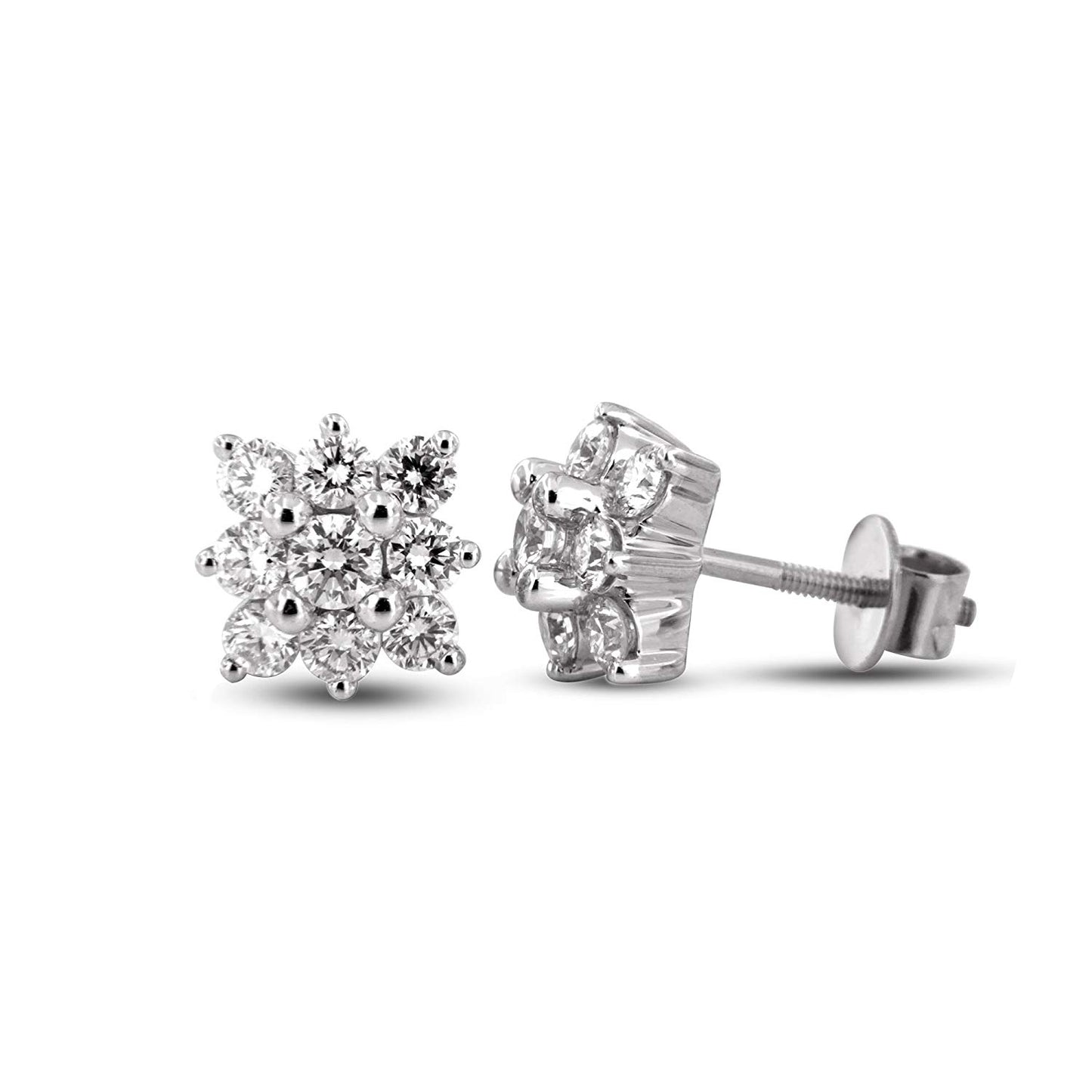 atjewels 3.12 TCW 14k White Gold On 925 Silver Cubic Zirconia Floral Stud Earrings For Women's MOTHER'S DAY SPECIAL OFFER - atjewels.in