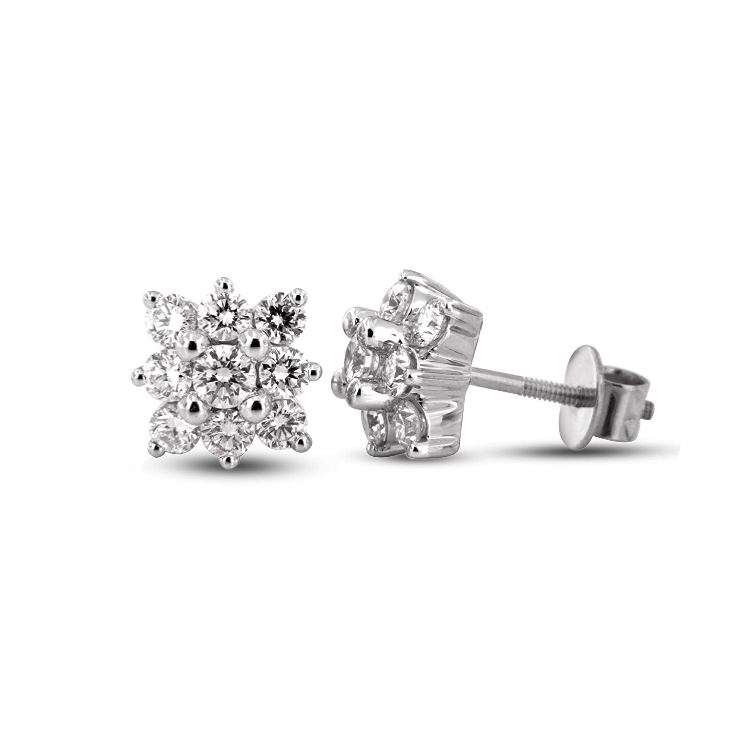 atjewels 3.12 TCW 14k White Gold On 925 Silver Cubic Zirconia Floral Stud Earrings For Women's MOTHER'S DAY SPECIAL OFFER - atjewels.in