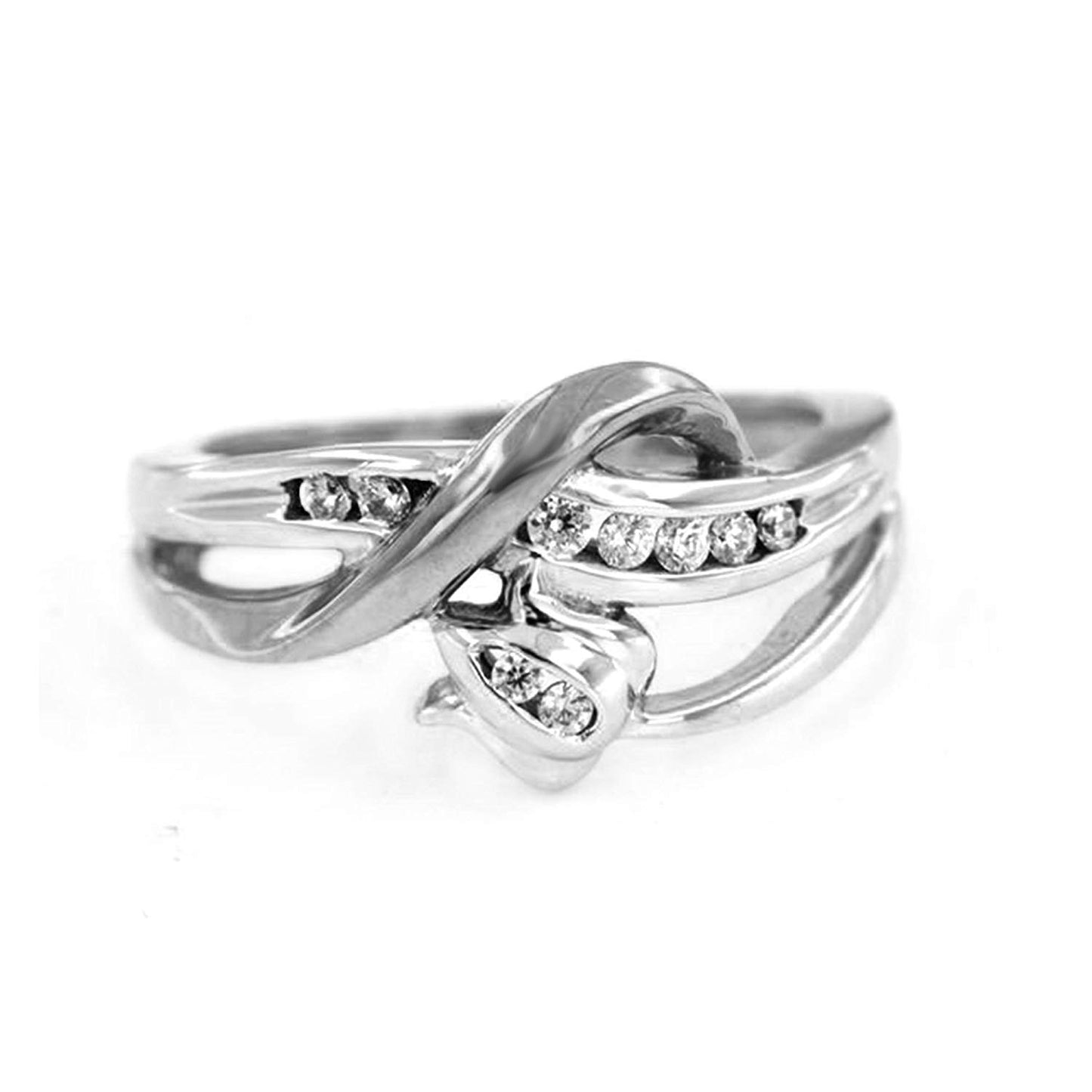 atjewels 0.26 CT with 14K White Gold Over 925 Sterling Round White CZ Lotus Flower Ring MOTHER'S DAY SPECIAL OFFER - atjewels.in
