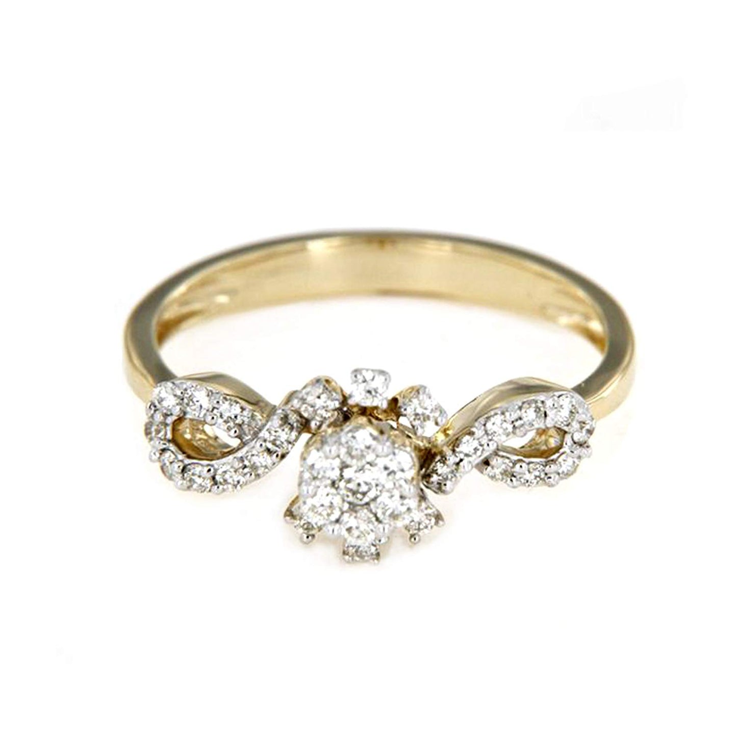 atjewels 18K Yellow Gold Over Sterling Silver White Cubic Zirconia Round Cut Engagement Ring for Women's MOTHER'S DAY SPECIAL OFFER - atjewels.in