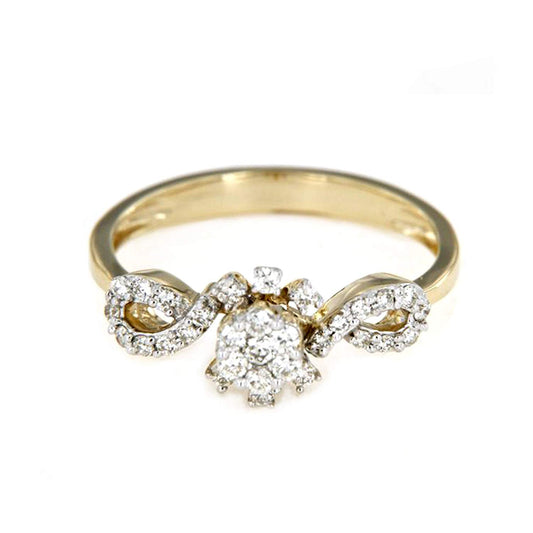 atjewels 18K Yellow Gold Over Sterling Silver White Cubic Zirconia Round Cut Engagement Ring for Women's MOTHER'S DAY SPECIAL OFFER - atjewels.in