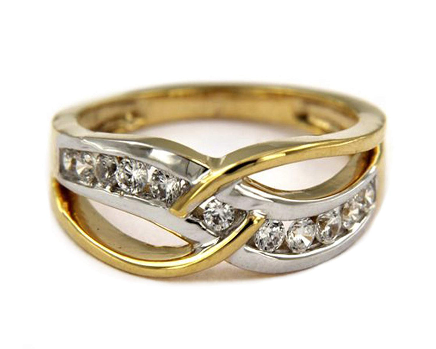 atjewels 14K Twotone Gold Over 925 Sterling Silver 0.67 TCW with Round White CZ Bypass Engagement Ring MOTHER'S DAY SPECIAL OFFER - atjewels.in