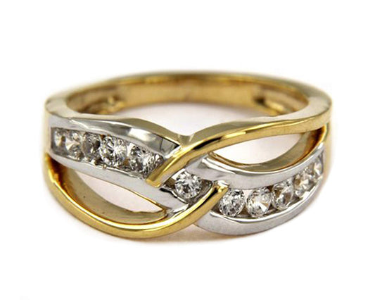 atjewels 14K Twotone Gold Over 925 Sterling Silver 0.67 TCW with Round White CZ Bypass Engagement Ring MOTHER'S DAY SPECIAL OFFER - atjewels.in