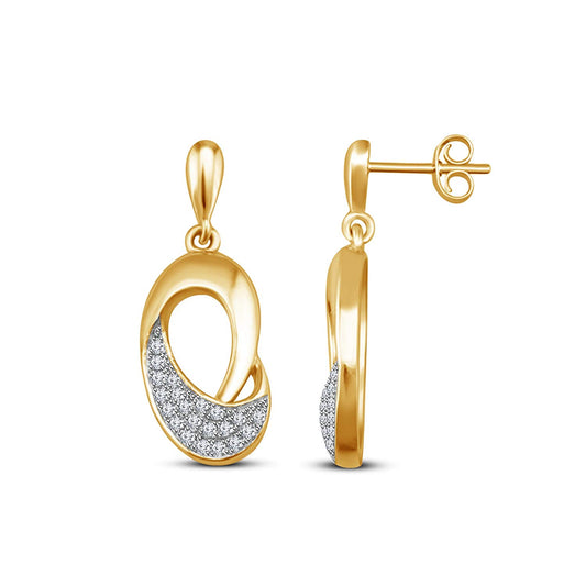 atjewels 18k White Gold Plated on 925 Sterling Silver Round White CZ Dangle Earrings MOTHER'S DAY SPECIAL OFFER - atjewels.in